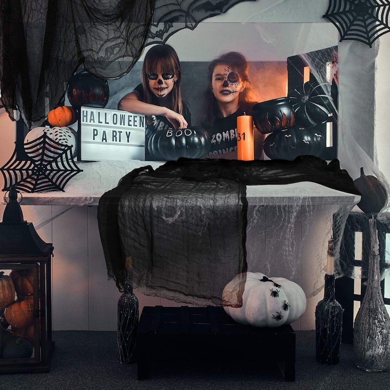 MIAHART Halloween Creepy Cloth Black Creepy Gauze Spooky Halloween Decorations for Haunted Houses Party Doorways Decor 6.5ft x13ft (2mx4m) - Image 2